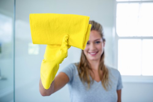 Cleaner applying a risk assessment checklist at a property